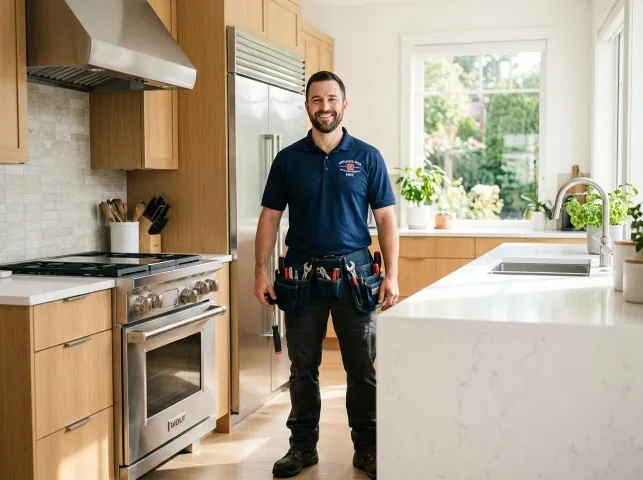 Appliance Repair Hero technician in a Ashton, MD kitchen after an appliance repair
